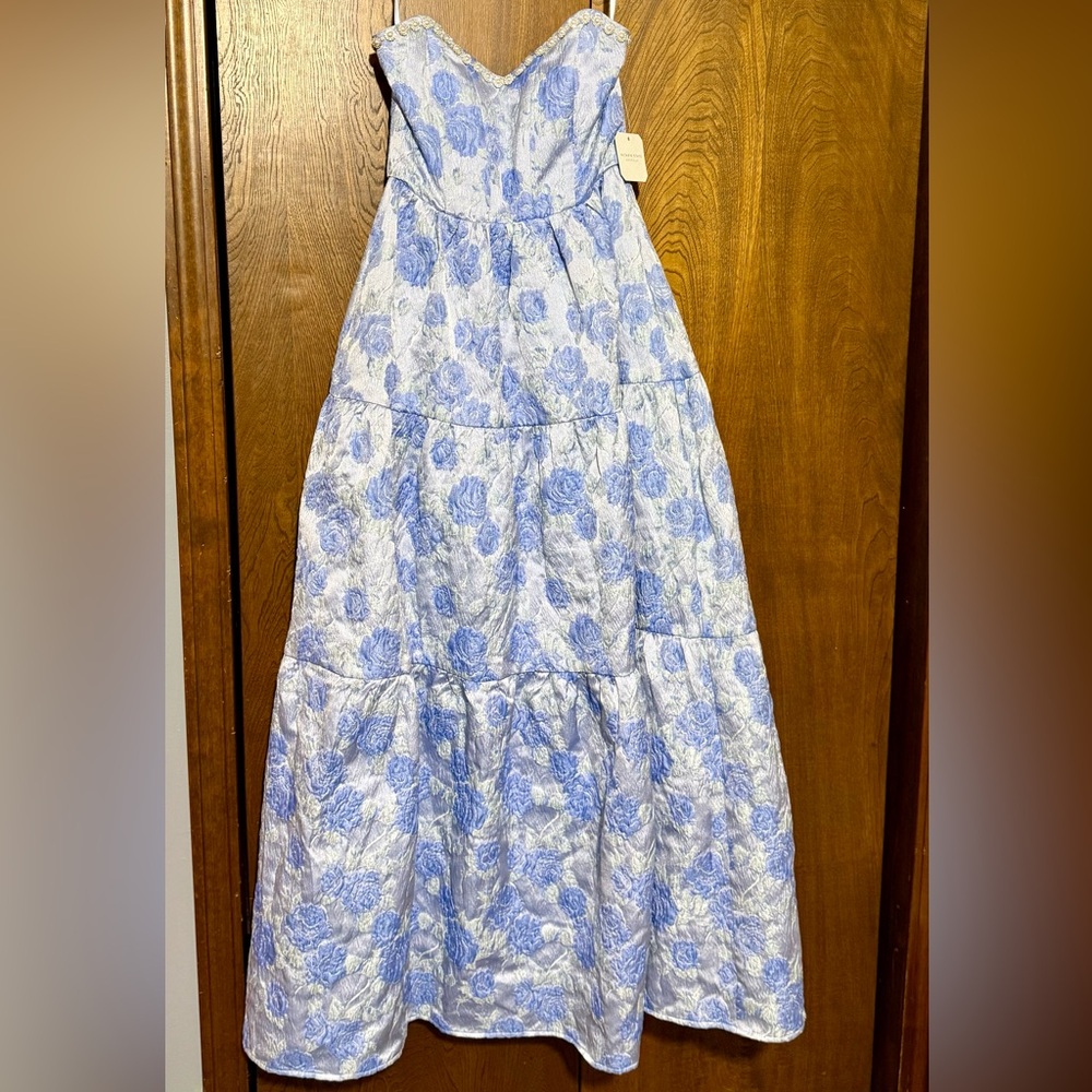 Floral Blue and White Teen Dress